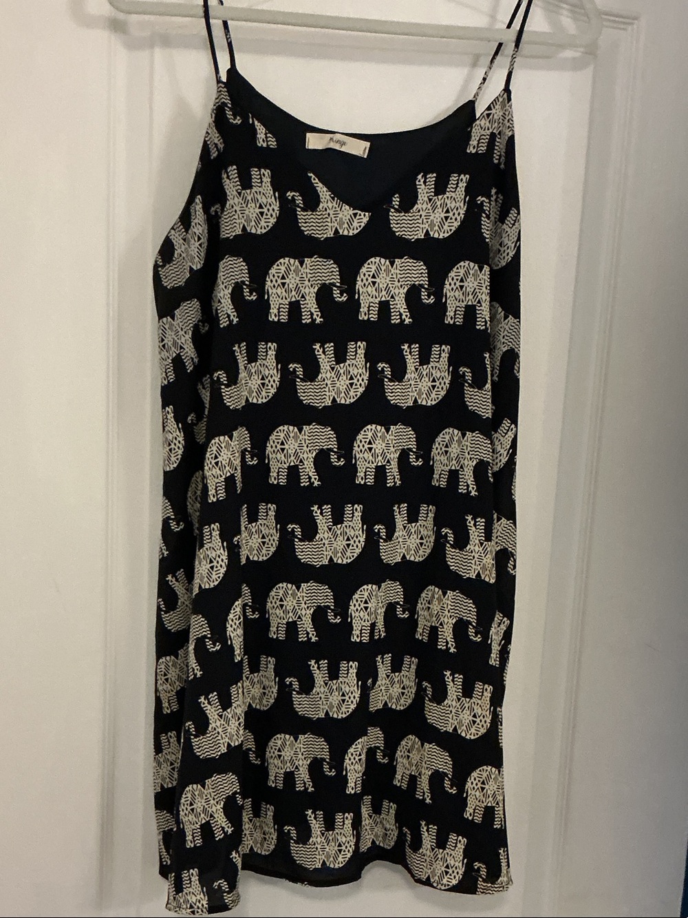 Fringe Studio Black Dress with Cream Elephant Print
